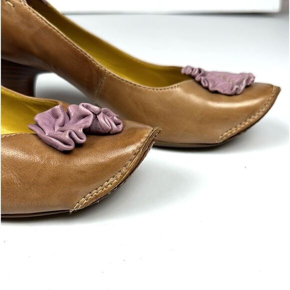 Everybody by EZ Moda Leather Tan with Lavender Accents Pumps Heels 38 US 7,5 - Picture 9 of 16